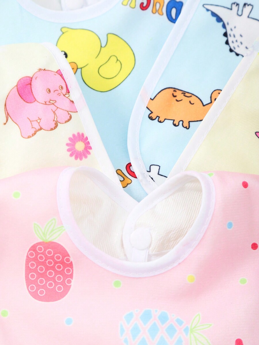 6pcs/Set Random Pattern Crystal Velvet UShaped Waterproof Baby Bibs