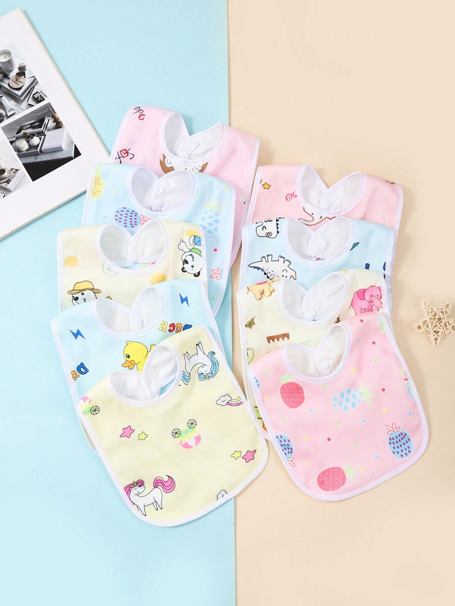 6pcs/Set Random Pattern Crystal Velvet UShaped Waterproof Baby Bibs