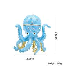 1pc Enamel Alloy Octopus Jewelry Box, Jewelry Box With Crystal, Ocean Animal Jewelry Box For Rings, Earrings, Necklaces, Home Decor - Octopus - View 2