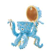 1pc Enamel Alloy Octopus Jewelry Box, Jewelry Box With Crystal, Ocean Animal Jewelry Box For Rings, Earrings, Necklaces, Home Decor - Octopus - View 4