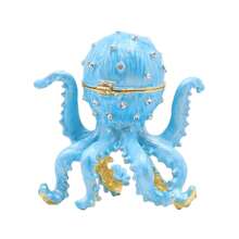 1pc Enamel Alloy Octopus Jewelry Box, Jewelry Box With Crystal, Ocean Animal Jewelry Box For Rings, Earrings, Necklaces, Home Decor - Octopus - View 5