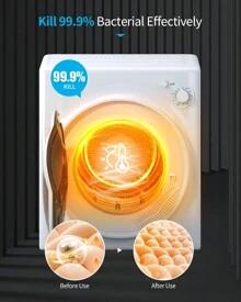 TABU 3.5 Cu. Ft Compact Dryer, 1500W 110V Portable Clothes Dryer With Stainless Steel Tub, 13.2 Lbs Front Load Electric Dryer With 4 Automatic Drying Mode, Ideal For Home, Apartment, RV, White - 查看 7