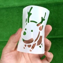 25 Khuôn nhựa vẽ Giáng sinh, Mẫu vẽ bằng nhựa tuần lộc ông già Noel, nghệ thuật thủ công DIY, Mẫu khuôn vẽ có thể tái sử dụng để trang trí cửa sổ, tranh vẽ trên tường gỗ - trắng - Xem 7