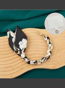 1 Woven Silk Scarf Mobile Phone Lanyard, Wrist Short Mobile Phone Case Chain, Anti-Loss Decorative Metal Buckle, Card Free Gifts For Mother, Family, Friends, Birthday, Holiday Phone Charm, Phone Chain - Multicolor - View 15