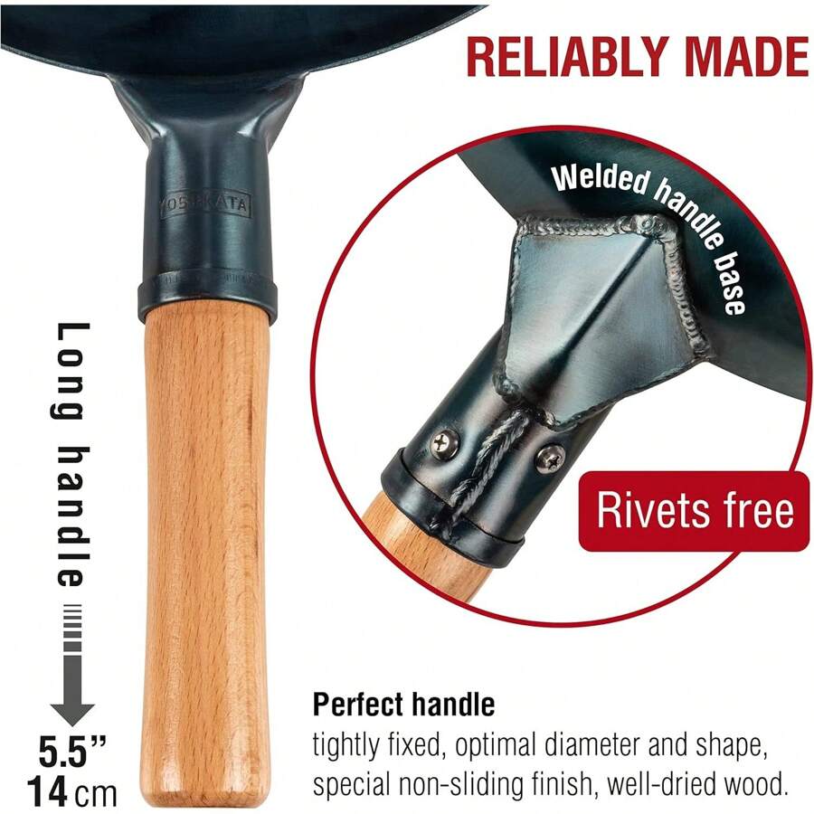 Woks And Frying Pans 34 Cm PreSeasoned Flat Bottom Wok Blue Carbon