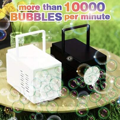 升级版自动泡泡机，每分钟可产生超过20000个泡泡，便携式泡泡吹泡泡玩具，电池供电，适合室内/室外玩耍、生日派对、舞台表演，多种款式和颜色可选。