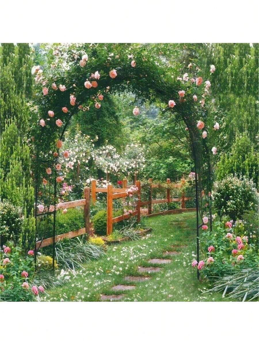 Metal Garden Arch Gothic Arbor Climbing Rose Plants Outdoor Archway