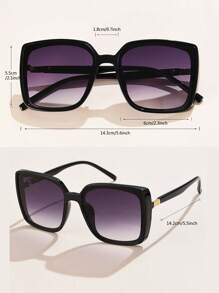 2 件装黑色方形超大女士复古经典简约时尚休闲欧洲优雅潮流百搭时尚眼镜适合日常、度假、旅行海滩配饰女士眼镜遮阳镜 - 2件黑色 - 查看 3