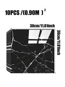 圣诞节 10 片/套 0.9㎡ 10 种款式 大理石纹自粘陶瓷墙砖，光面防水防潮墙贴，适用于房间、家居装饰墙面翻新、新年礼物 - 彩色 - 查看 10