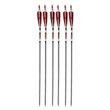 12PCS Red Turkey Feather 31 Inches Carbon Arrows Replacement Tips Targeting Arrows Archery For Recurve Longbow Hunting & Practice - Red - View 6