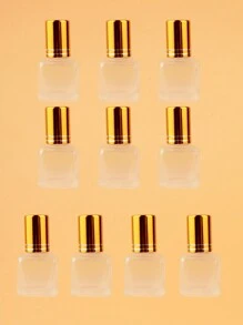 2pcs|3pcs|5pcs|10pcs|20pcs Set Of Square Frosted 6ml Refillable Glass Roll-On Bottles For Cosmetic Water, Portable Mini Essential Oil & Perfume Containers