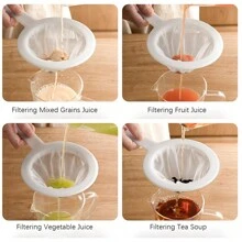 1 件装豆浆过滤器过滤筛，带手柄豆浆过滤器，细网家用榨汁机分离过滤器，适用于豆浆、咖啡、牛奶、酸奶、果汁、茶叶过滤器、蜂蜜、葡萄酒 - 彩色 - 查看 3