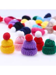10 件装迷你针织圣诞帽，韩式针织手指手套，颜色随机 - 彩色 - 查看 9