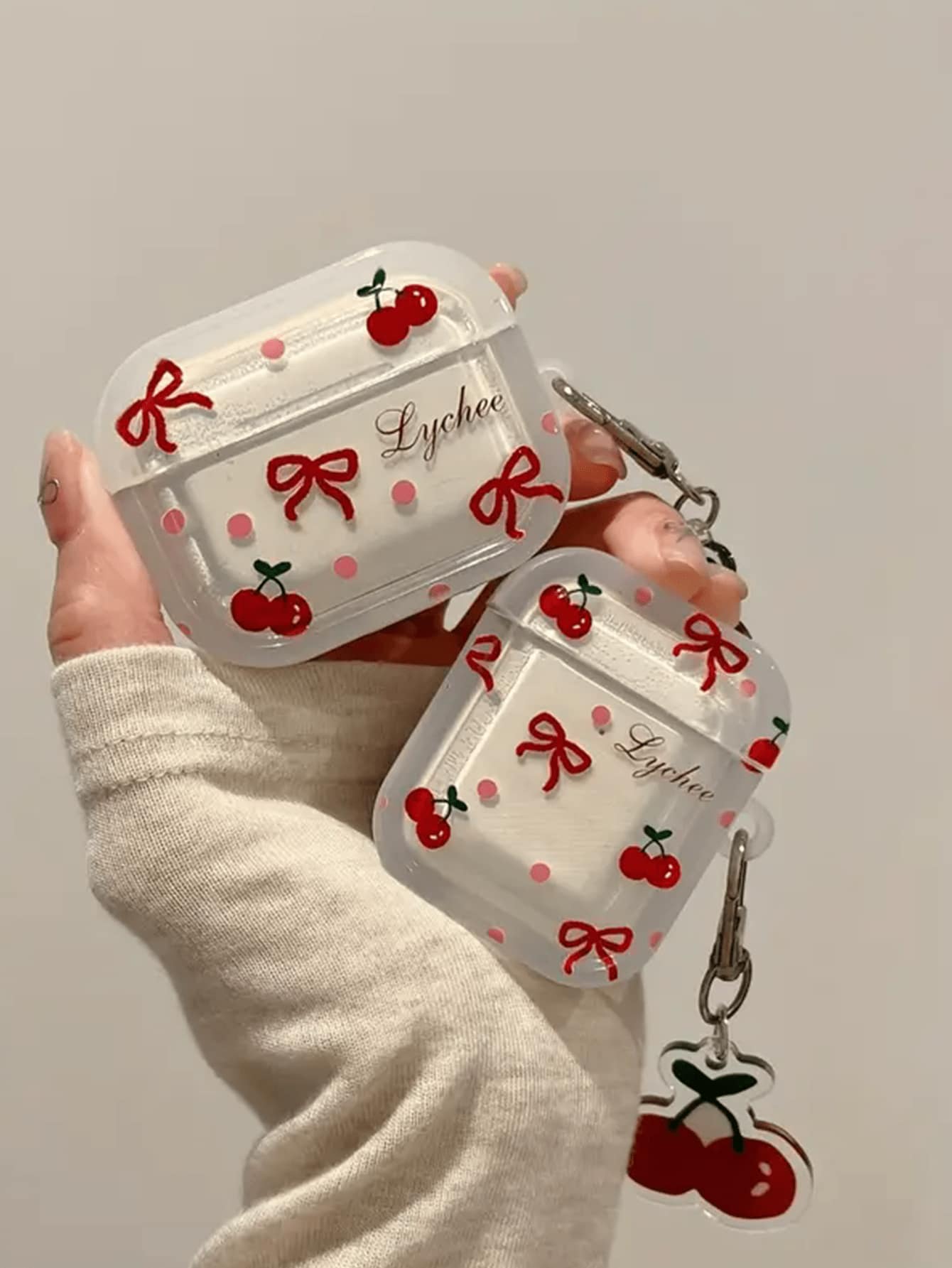 1 件 Cherry Bow 耳机保护壳，适用于 耳机，1/2 耳机保护壳，适用于 3/Pro/Pro2 的全新无线耳机保护壳，男朋友/女朋友礼物