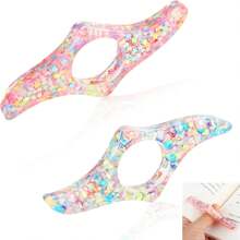 1/2/4 piezas Sujetador de páginas de libro hecho con roca resinada seca, anillo de pulgar transparente, marcapáginas de pulgar hecho a mano y personalizado, accesorios de libro para maestros, amantes de los libros y lectores literarios