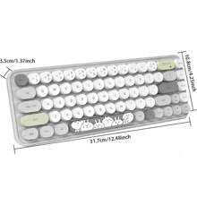 MOFII MOFII Ergonomic 2.4G Wireless Keyboard Mouse Combo 68 Keys Retro Round Keycap Typewriter Keyboard With Noiseless Button Mouse Multimedia Function Cute Keyboard Mouse Set For PC/Laptop/Desktop-Grey