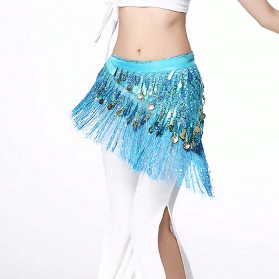 Đai lưng múa bụng sequin Khăn quàng cổ tua rua Khăn quàng cổ tam giác Đai lưng múa Latin - Nhiều màu - Xem 1