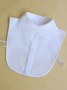 1pc Women Fashion Detachable Embroidered Lace Collar Accessory, Versatile For Layering With Sweaters, Dresses, Jackets, For Spring/Autumn/Winter Valentine's Day - White - View 7