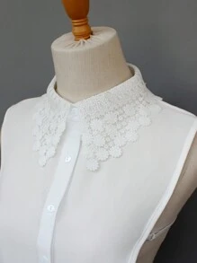 1pc Women Fashion Detachable Embroidered Lace Collar Accessory, Versatile For Layering With Sweaters, Dresses, Jackets, For Spring/Autumn/Winter Valentine's Day - White - View 6