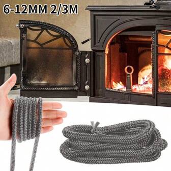 1 st. Zwarte kabelpakking, glasvezel hoge temperatuur schoorsteenkanaalkabel, vervangende afdichtingskoord voor houtkachelbrander, accessoires voor schoorsteenventilatoren, verkrijgbaar in 4 lengtes