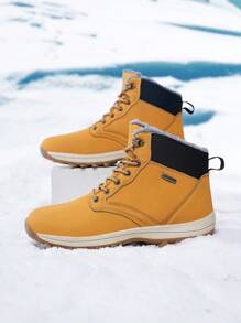 Zimowe polarowe buty śnieżne, męskie buty zimowe antypoślizgowe do użytku na zewnątrz, wygodne męskie buty codzienne, gruba podeszwa odporna na zużycie męskie buty sportowe, wygodne lekkie męskie buty trekkingowe, grube ciepłe męskie buty, wysokiej jakości zimowe buty do użytku na zewnątrz (asymetryczny wzór) - Żółty - Zobacz 4