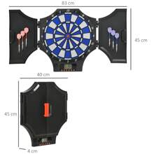 SPORTNOW Electronic Dartboard Set With 31 Games, 285 Programs, Cabinet, 6 Soft Tip Darts, 6 Spare Tips, LCD Scoring Indicator For Party, Game Night, Gift - Black - View 5