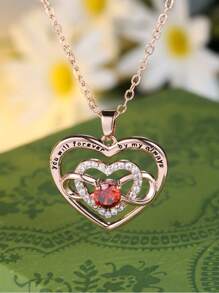 1 对分层心形和无限符号吊坠项链，玫瑰金色，奢华珠宝，适合婚礼派对和日常佩戴 - 耐用且闪亮的配饰 - 項鍊 - 查看 5