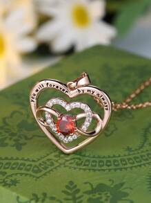 1 对分层心形和无限符号吊坠项链，玫瑰金色，奢华珠宝，适合婚礼派对和日常佩戴 - 耐用且闪亮的配饰 - 項鍊 - 查看 4