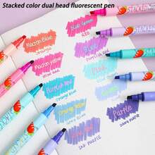 beizhixin 叠色双头荧光笔 学生重点标记笔 双头神奇变色荧光笔 彩色标记笔 容量大 美观度高 经久耐用 - 彩色 - 查看 2
