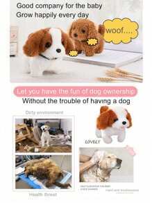 1pc电动玩具狗一只散步叫喊儿童玩具狗一只仿真毛绒电子小狗一只会动的宠物狗