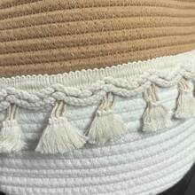 OYHOMO Tassel Decor Storage Basket Woven Rope Basket Home Decor Plants Basket Small Laundry Basket Blanket Basket For Organizing Toys, Clothes, Blanket, Snacks, Christmas Gift Basket Home Organization And Storage, Room Decor, Room Decor Bedroom, Bohemian Rope Plant Pot Basket, Natural Mix Rattan Garden Decor, Metal Frame Boho Baskets For Outdoor Coastal Vibes, Geometric Basket,For Back To School