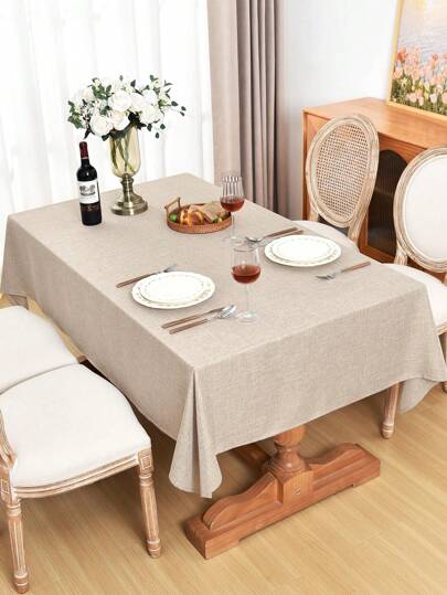 1pc effen linnen tafelkleed, geschikt voor restaurant, eettafel, salontafeldecoratie, bruiloften, verjaardagsfeestjes en huisdecoratie
