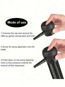 1 件便携式增发纤维粉喷雾瓶，配有加长喷嘴和泵，可均匀喷雾，适用于美发沙龙、理发店和家庭使用