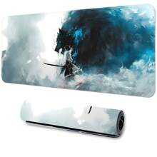 Alfombrilla de ratón con diseño de samurái japonés y lobo de anime, extra grande para escritorio, impresión HD, personalización precisa, disponible en varios tamaños, base de goma antideslizante de alta calidad, costura en todo el borde, adecuada para uso doméstico y oficina, gran regalo para amigos - dibujos animados - Ver 3
