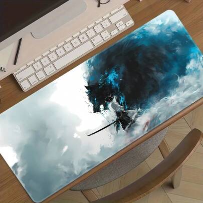 Japanese Samurai And Wolf Anime Game Mouse Pad, Extra Large Desk Pad, HD Printing, Precise Customization, Multiple Sizes Available, High-Quality Rubber Anti-Slip Base, All-Round Edge Sewing, Suitable For Home And Office Use, Great Gift For Friends Gaming Mouse Pad