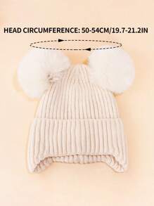 1pc Kids Winter Pom Pom Ear Warmer Knit Beanie Hat, Thick Warm Knitted Ski Cap For Boys & Girls - Knitted Earmuff Hat - View 8