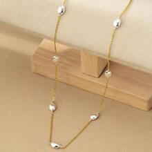 个性简约法式雕花车花链条项链女韩版彩色链条百搭优雅适合女性佩戴 - 金色 - 查看 2