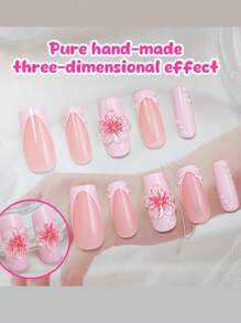 24 chiếc móng tay giả kiểu Y2K Baddie Style siêu dài, đầu móng màu nude và hồng kiểu Pháp có miếng dán hoa 3D, thích hợp cho phụ nữ và trẻ em gái dự tiệc, đám cưới, trang phục hàng ngày, đi kèm bộ dụng cụ - Nhiều màu - Xem 2