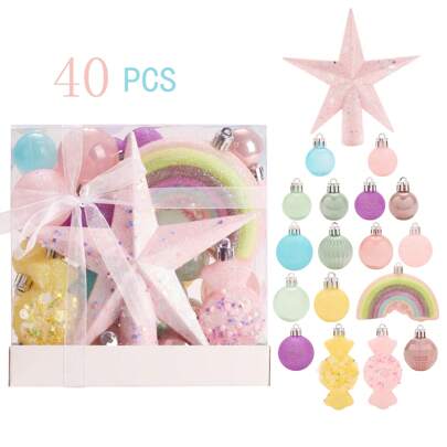 40 pezzi Decorazioni natalizie colorate come caramelle, addobbi natalizi per albero di Natale color macaron, set di palline di Natale in plastica multicolore, regalo di Natale, decorazione per casa e camera da letto invernale