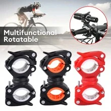 1pc Multi-Function Bicycle Flashlight Clip Dual Buckle Quick Release Front Light Holder, 360 Degree Rotatable Mount - Multicolor - View 1