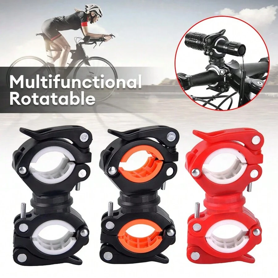 1pc Multi-Function Bicycle Flashlight Clip Dual Buckle Quick Release Front Light Holder, 360 Degree Rotatable Mount - Multicolor - View 1