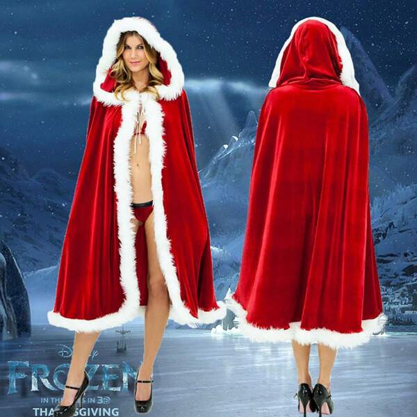 1 Stück Weihnachten Samt Umhang, Weihnachten Kapuzenumhang weich und bequem, eleganter Bindegürtel Langbademantel Kostüm, Kapuzen Partybekleidung, geeignet für Aufführungen und Kostümzubehör, in 3 Größen erhältlich: 90cm, 120cm, 150cm, unisex