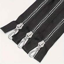 1pc Black Resin Zipper With Rhinestone Decor, Self-Locking Single-Head, Suitable For Sewing And Handicraft - Length Options: 15.7in/19.7in/23.6in/27.6in