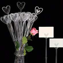 40/80 chiếc kẹp thiệp hoa, kẹp thiệp hoa hình trái tim bằng nhựa trong suốt, thích hợp để cắm hoa, tiệc cưới, bao bì sinh nhật, quà tặng trang trí Ngày của Mẹ - Nhiều màu - Xem 8