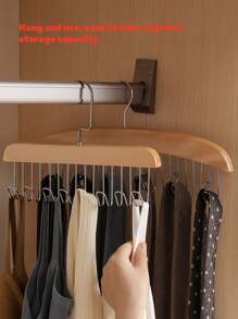 2 件优质木制衣架，带 8 个挂钩 - 节省空间、用途广泛、360° 旋转、重型衣柜收纳整理器，适用于背心、泳衣、胸罩、围巾、帽子、腰带 - 衣柜整理和最大化存储空间的理想家居用品 - 彩色 - 查看 1