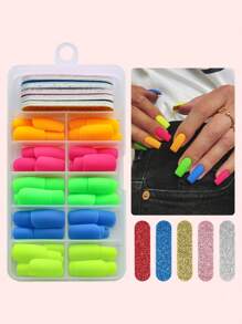 Bộ 120 đầu móng vuông lì nhiều màu + 5 dũa móng, Thu/Đông - Nhiều màu - Xem 2