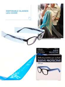 200 副/盒 一次性眼镜腿套 染发造型工具 美发 DIY 理发师眼镜保护器配件、返校、旅行度假必需品、女士发饰 - 黑色 - 查看 1