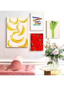 1pc Nhà bếp Áp phích thực phẩm trái cây màu sắc tươi sáng Cà chua Chuối Hành lá Tranh vải Canvas Nghệ thuật treo tường Hình ảnh Phòng ăn Trang trí nhà Không có khung - Nhiều màu - Xem 1