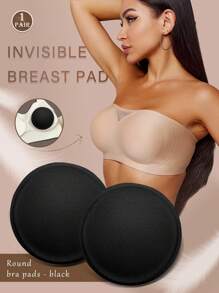 1 对圆杯胸垫，透气 8 孔聚拢分体隐形垫，适合女士运动胸罩和泳衣 - 黑色 - 查看 1