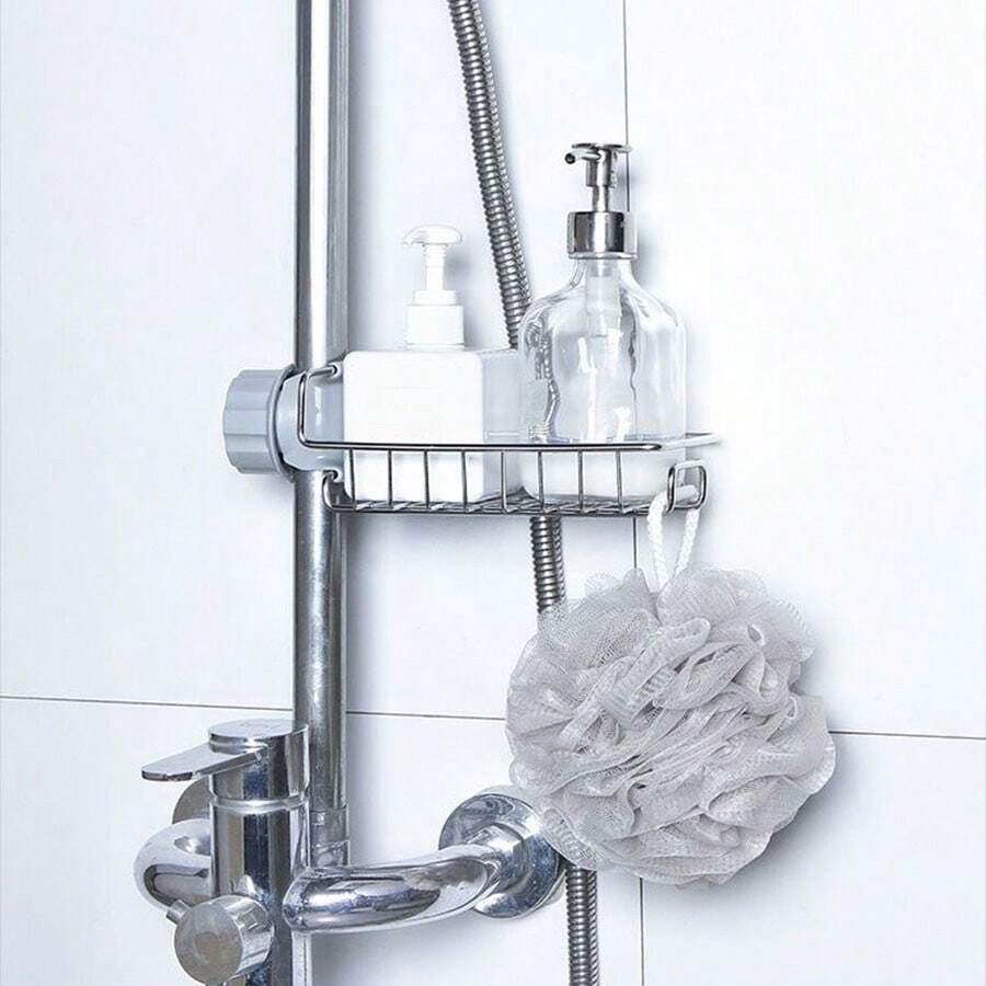 1pc Bathroom Shower Gel Hanger & Faucet Storage Rack, No Drill Hollow